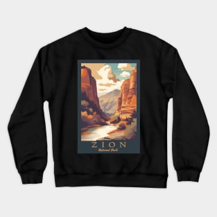 Zion National Park Vintage Travel Poster Crewneck Sweatshirt